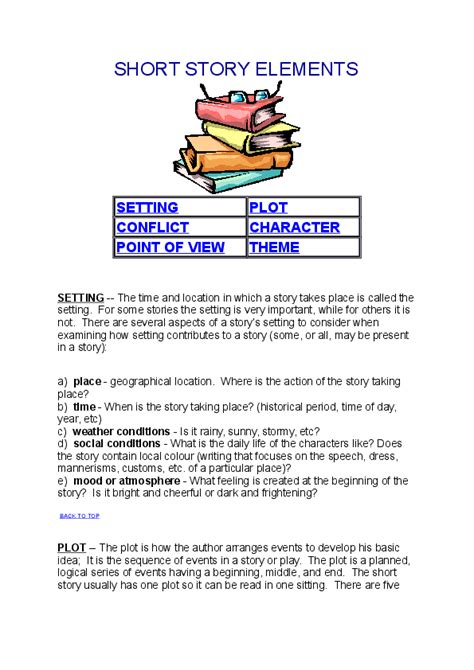 short story with characters setting and plot